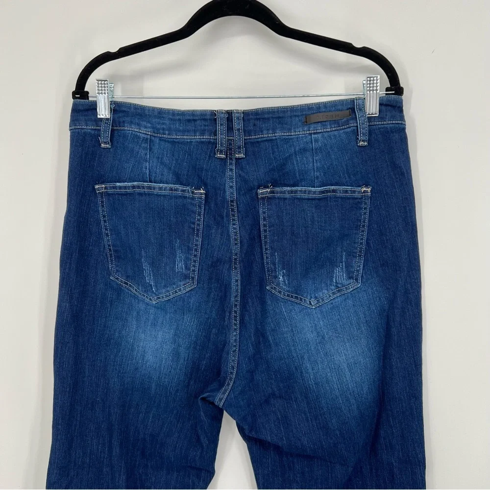 Risen High Waisted Raw Hem Wide Leg Cropped Jeans Size 1XL(16/18)_5